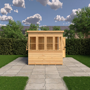 6x6 Sun Pent Potting Shed Style B Single Door 12mm Shiplap