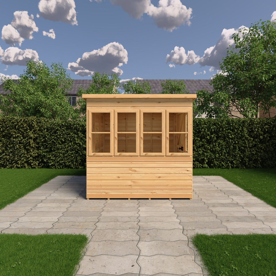6x6 Sun Pent Potting Shed Style B Single Door 12mm Shiplap