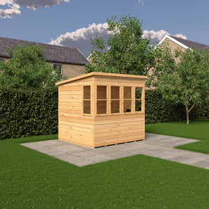 6x6 Sun Pent Potting Shed Style B Single Door 12mm Shiplap