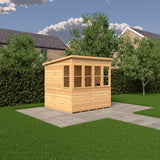 6x6 Sun Pent Potting Shed Style B Single Door 12mm Shiplap