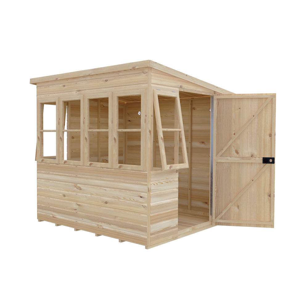 6x6 Sun Pent Potting Shed Style B Single Door 12mm Shiplap