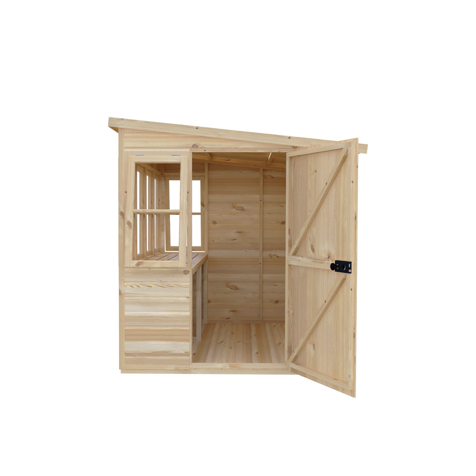 6x6 Sun Pent Potting Shed Style B Single Door 12mm Shiplap